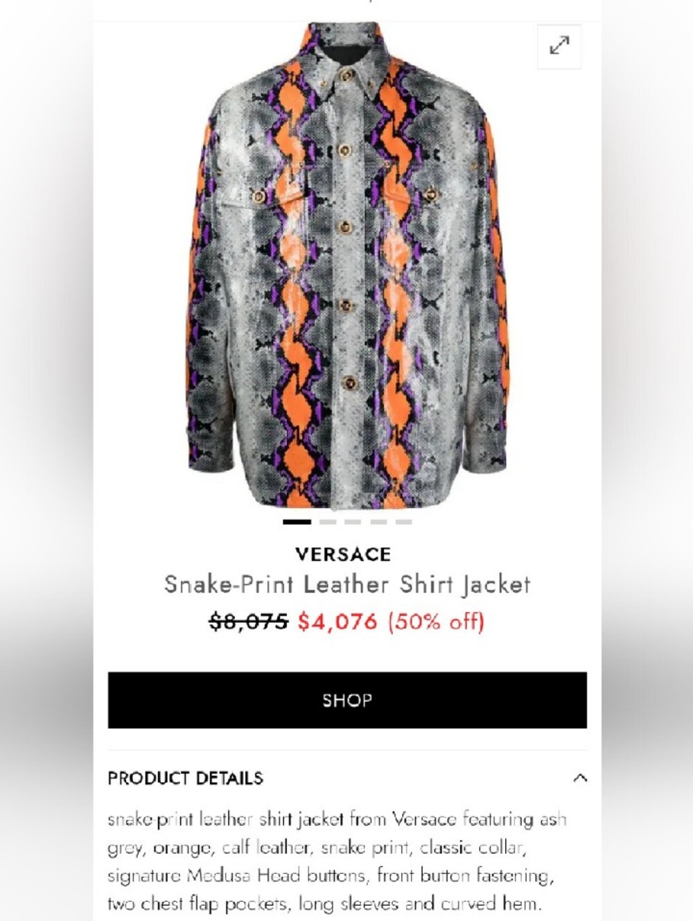 Versace Red and Black Snake Print Shirt